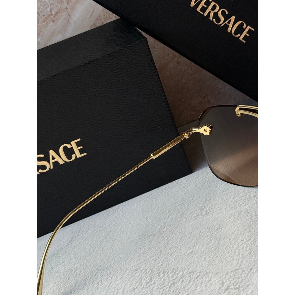 NEW Versace VE2296 Aviator Sunglasses in Gold Brown - Picture 5 of 7